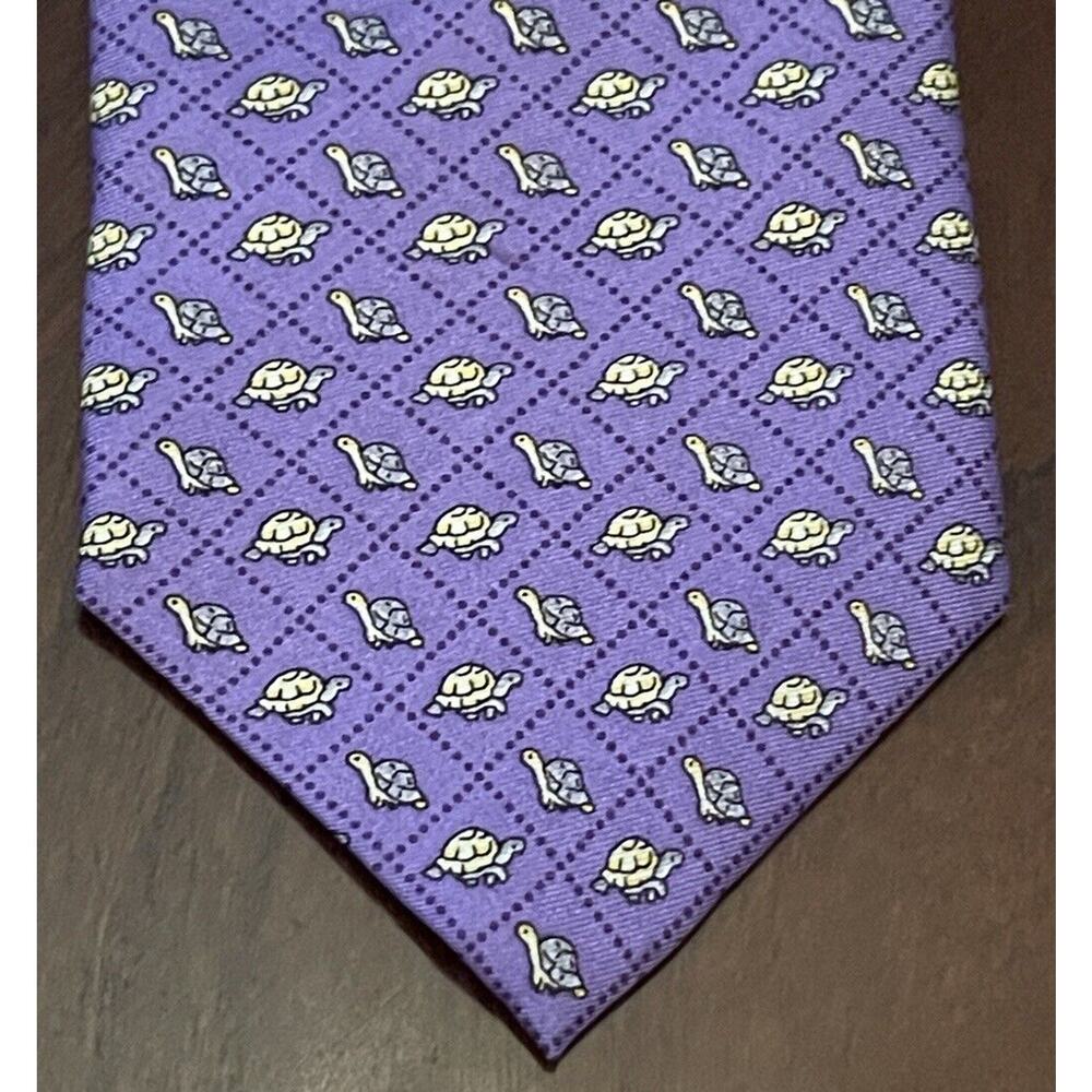 Firenze Purple 100% Silk Men’s Neck Tie Turtle Print